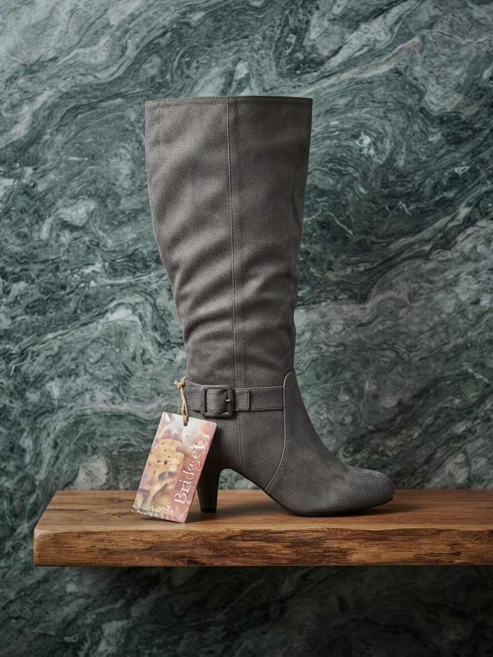 Bella Vita | Gray Leather Wide Calf Knee-High Boots- Size 9